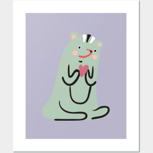 Cute Badger Loves You Posters and Art